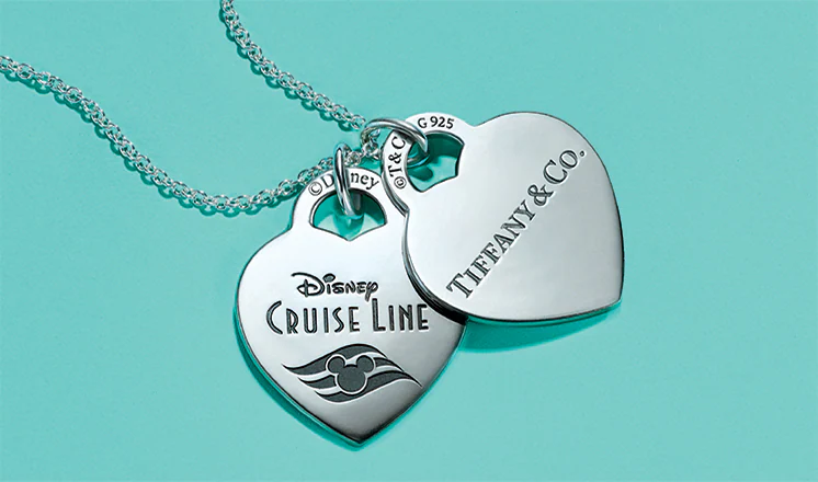 Tiffany and Co. two-heart pendant necklace available as a stateroom gift on the Disney Dream and Fantasy