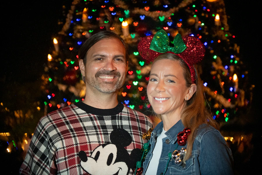 Festive Disney PhotoPass holiday Magic Shot photo opportunity at Walt Disney World Resort