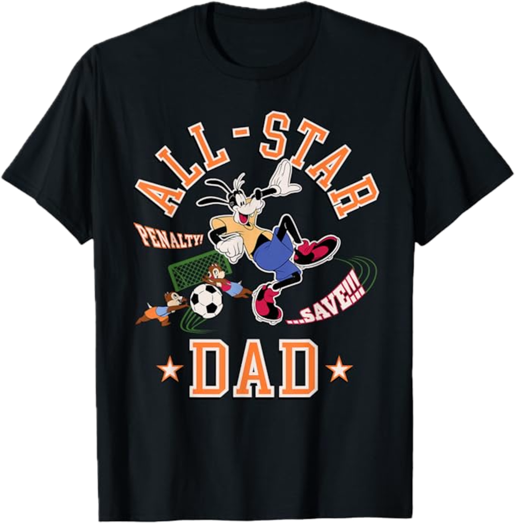 Disney All-Star Dad T-shirt with Goofy and Chip 'n Dale playing soccer