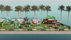 Schematic of Hulu's Animayhem Comic-Con 2026 Gaslamp District takeover featuring Planet Express and Robata Chane