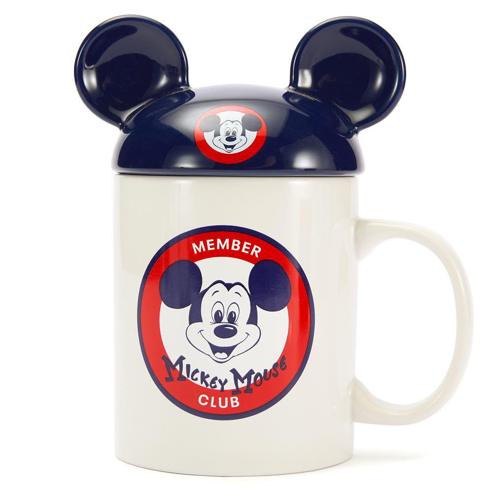 The Mickey Mouse Club 70th Anniversary mug with ear hat lid at Disney Store