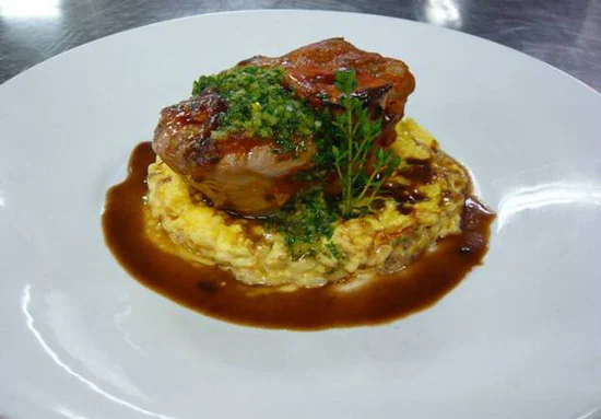 Completed Disney Cruise Line Osso Buco plated dish