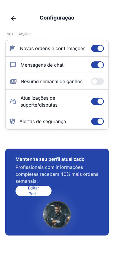 Tela Gerenciar endereços