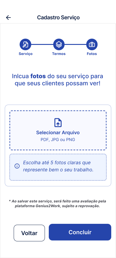 Tela Cadastro · Fotos