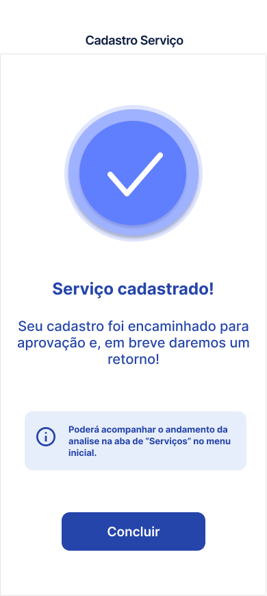 Tela Serviço enviado para análise