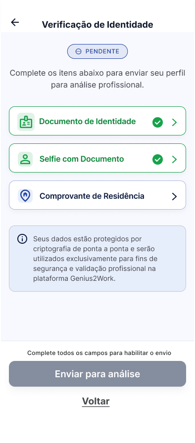 Tela Verificar sua identidade