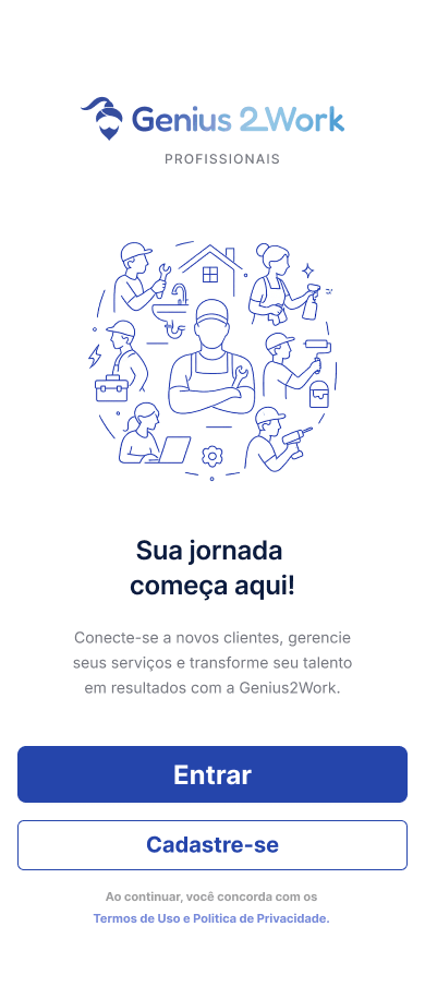 Tela de boas-vindas