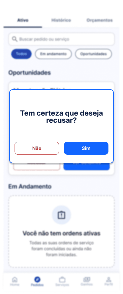 Tela Recusar uma oportunidade
