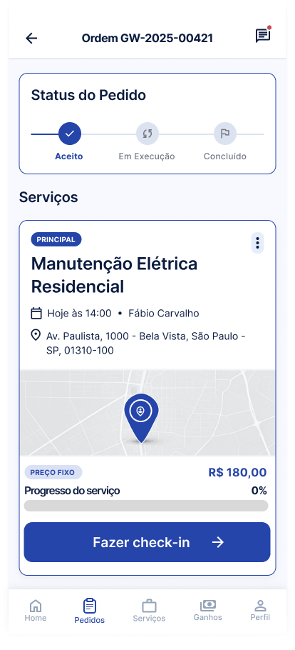 Tela Ordem de serviço