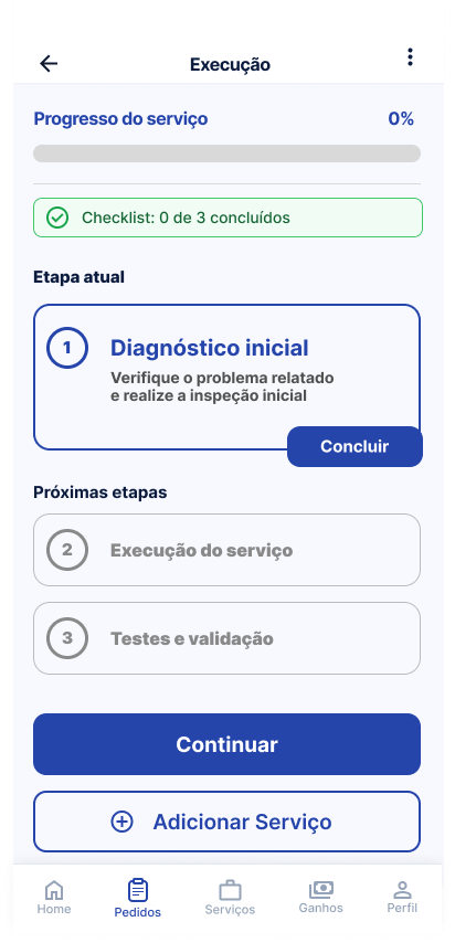 Tela Execução · Etapa 1