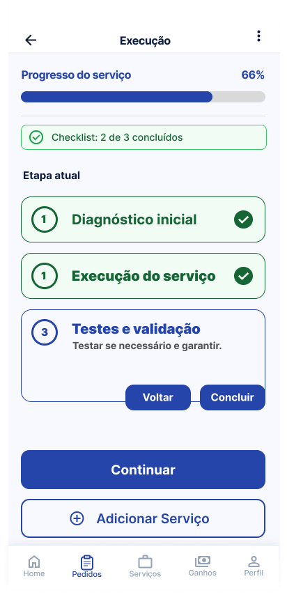 Tela Execução · Etapa 3