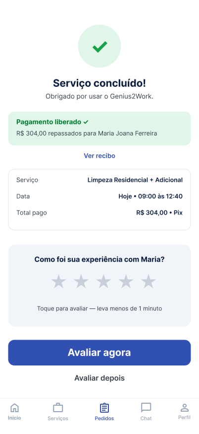 Tela Serviço concluído