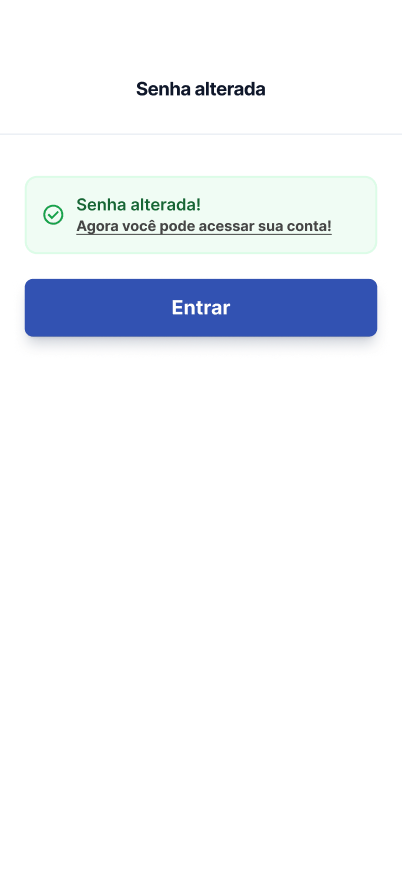 Tela Confirmação de senha alterada