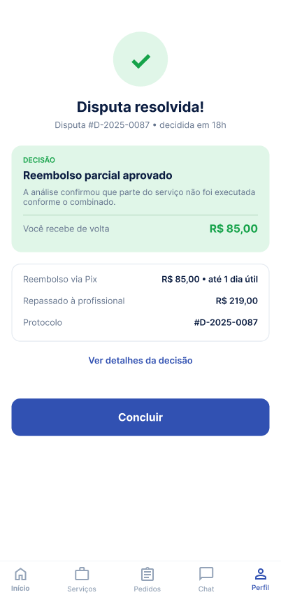 Tela Receber a decisão