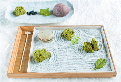 Nghệ thuật tạo hình ẩm thực tại Morico đem đến nhiều bất ngờ cho khách hàng. Trong hình là món tráng miệng Matcha Zen Garden (Khu vườn thiền Nhật Bản).