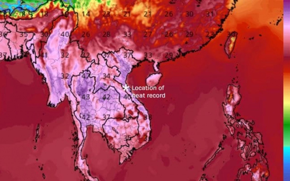 Mức nhiệt ghi nhận ở Đông Nam Á theo mô hình GFS của Mỹ - Ảnh: TropicalTidBits.com.