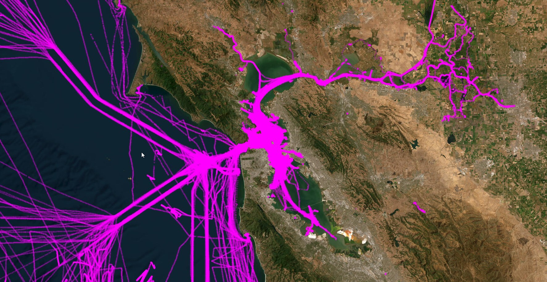AIS ship tracks dynamically rendered