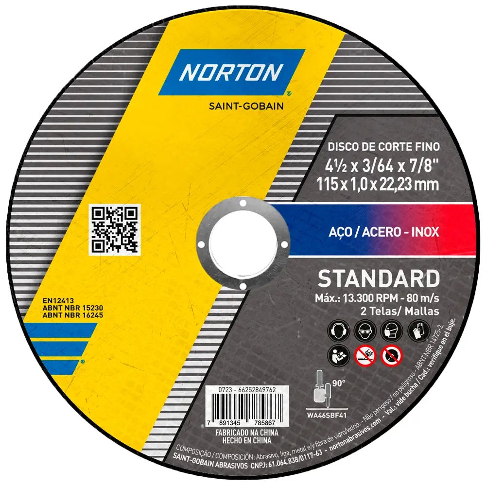 Disco de Corte Inox Metal Norton 4 1 2 Polegadas — Ficha Técnica ReformaSpecs