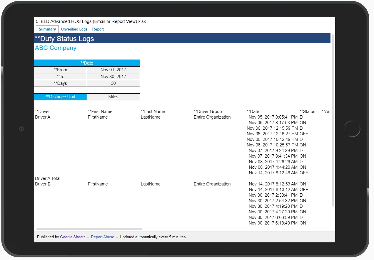 image of Advanced HOS Logs Report