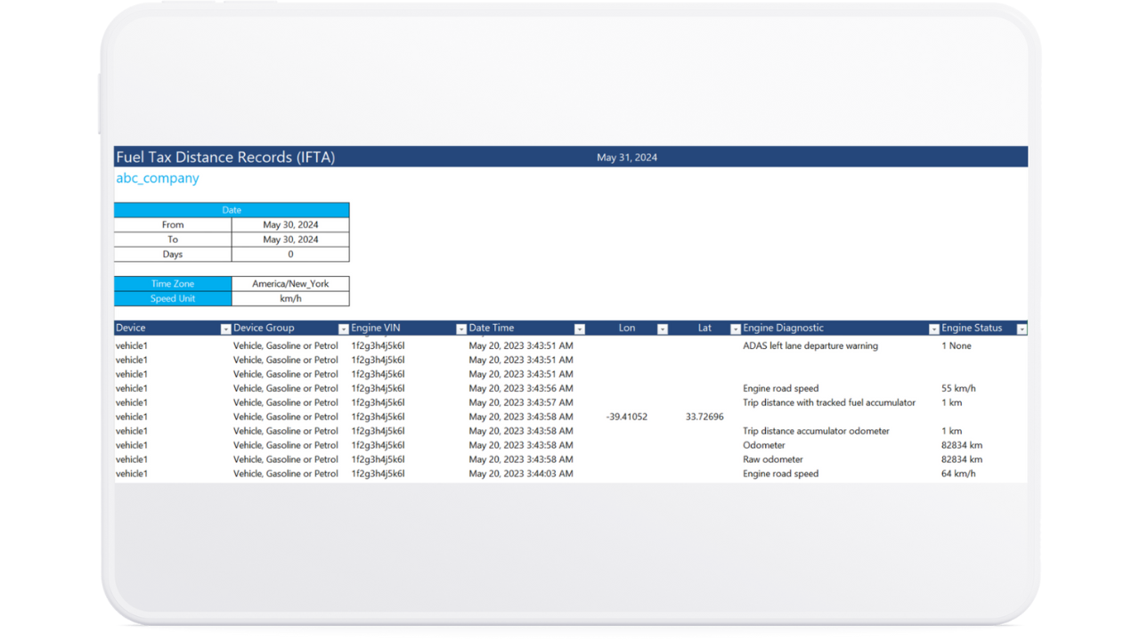 image of Fuel Tax Distance Records Report