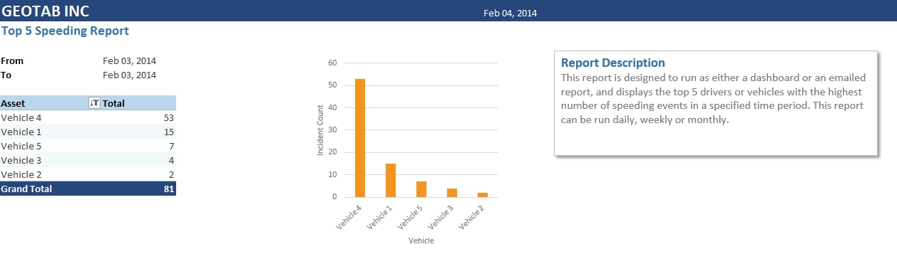 image of Top 5 Speeding Violations Report