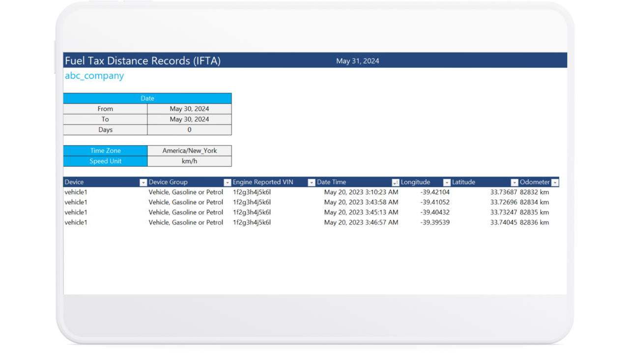 image of Fuel Tax Distance Records Report