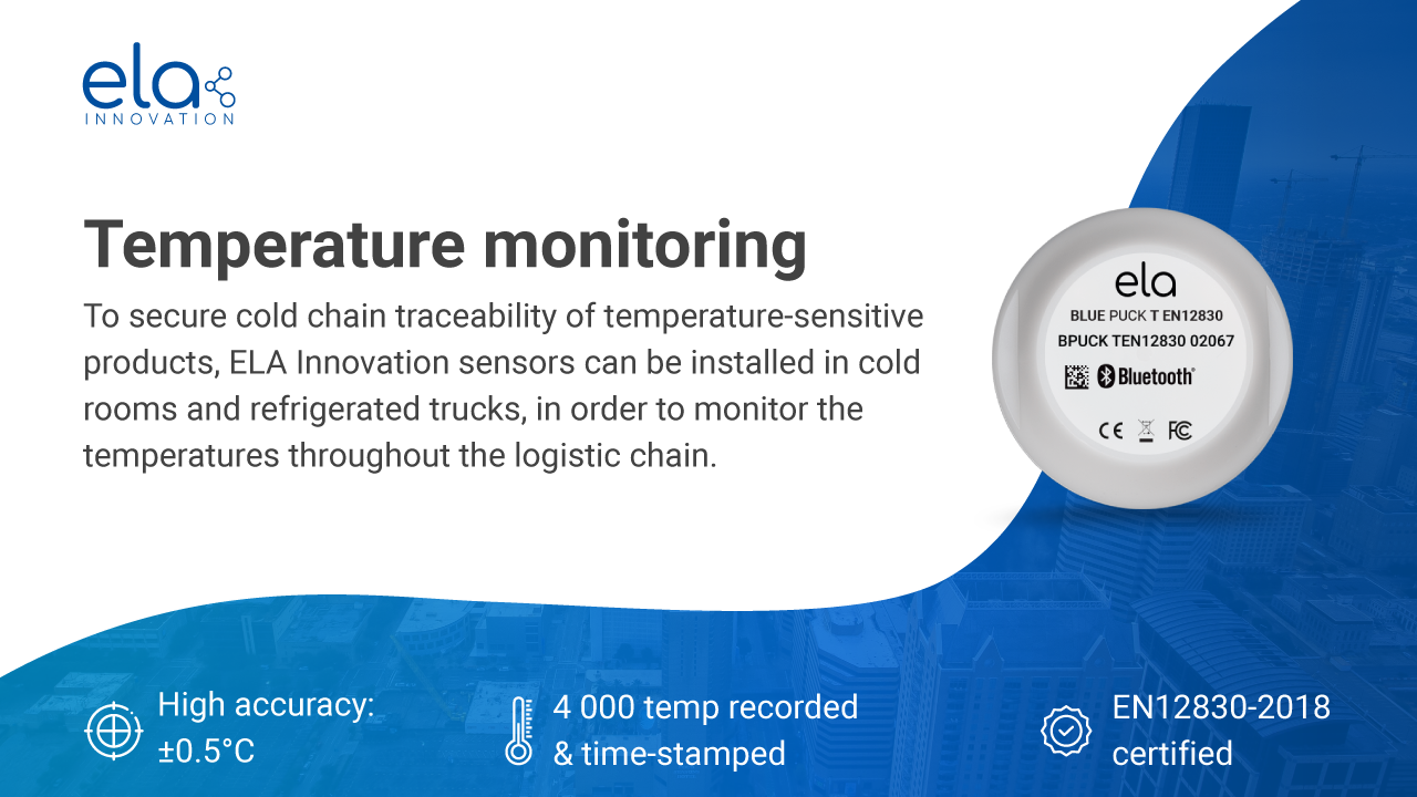 Bluetooth temperature sensor standard EN12830- ELA Innovation