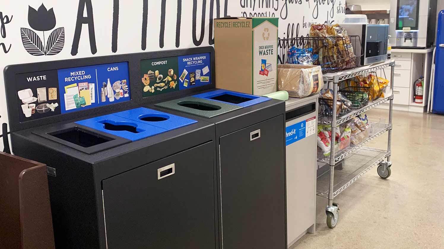 Garbage and recycling bin & storage for food