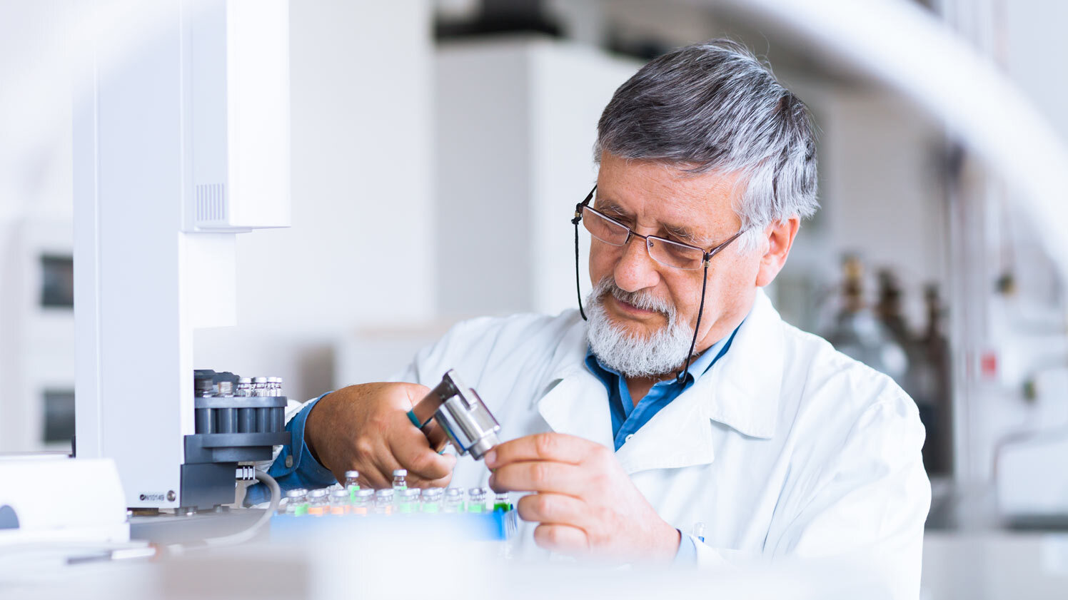Doctor examining chemicals