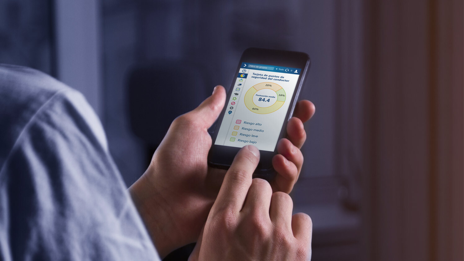 Tarjeta de puntuación de seguridad del conductor en el teléfono
