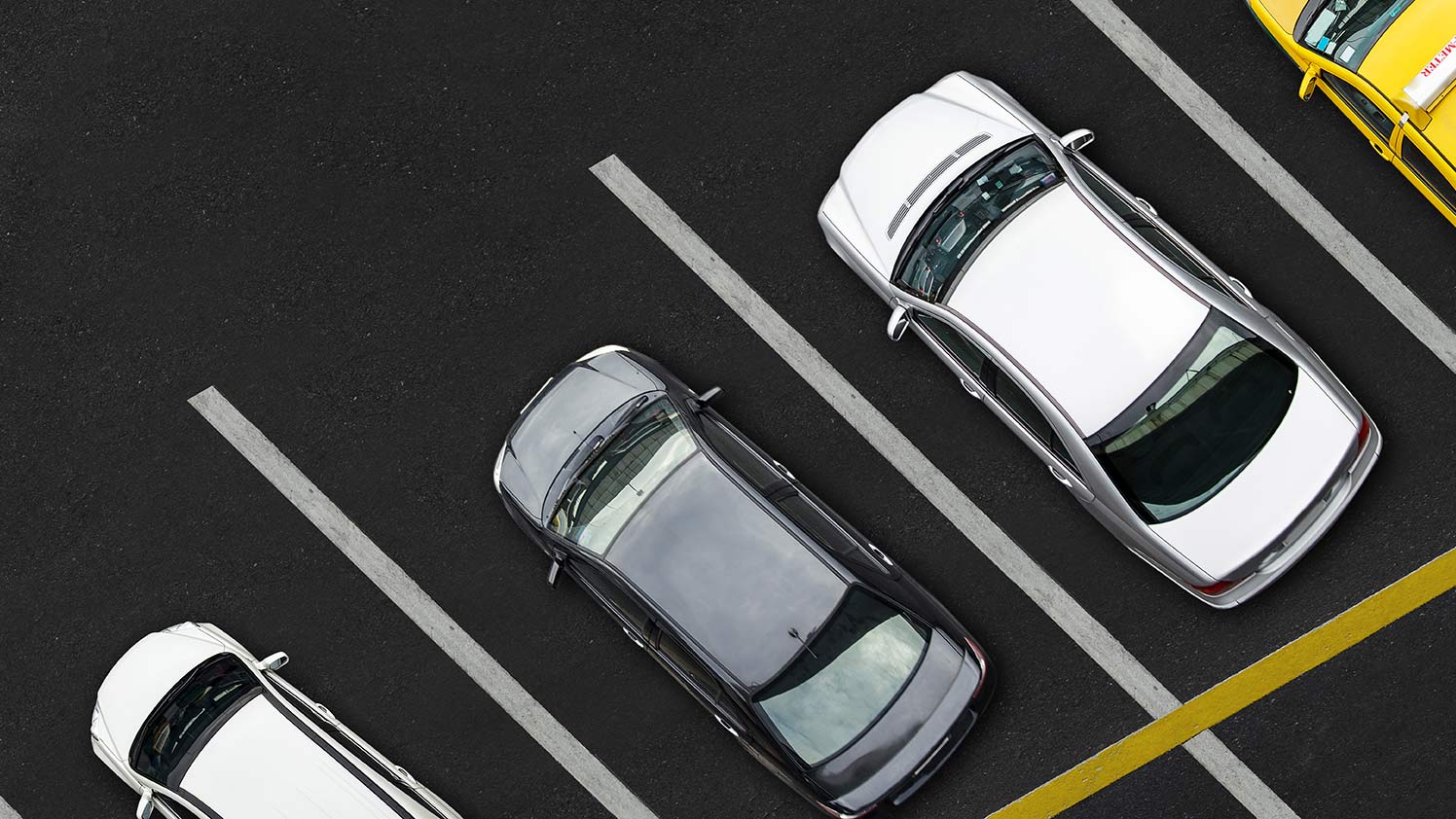 Cars in parking spaces