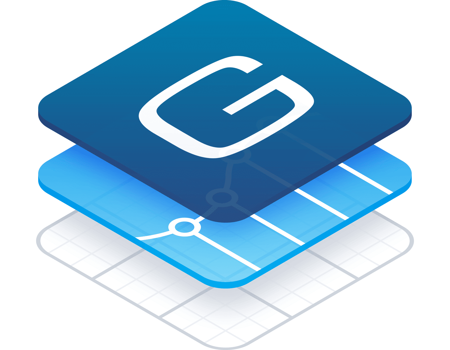 Isometric view of squares overlapping one another, symbolizing Geotab integration