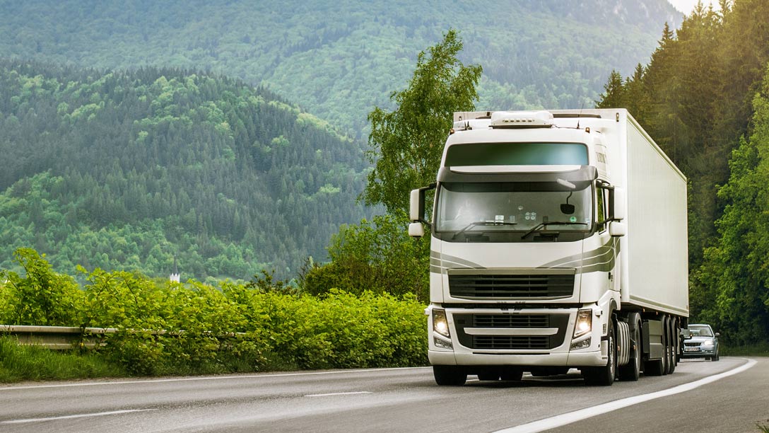 HGV driving on the road