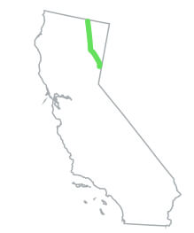 A map showing the most scenic route in California