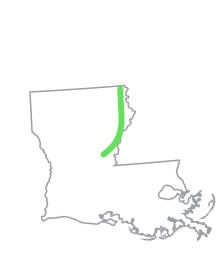 A map showing the most scenic route in Louisiana