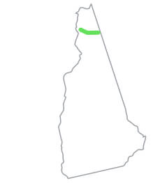 A map showing the most scenic route in New Hampshire
