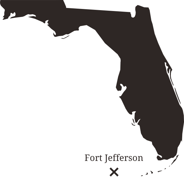 Map showing the location of Fort Jefferson