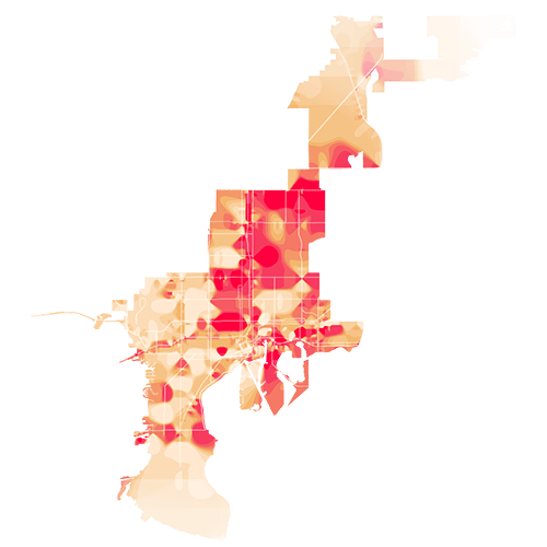 Tampa temperature map