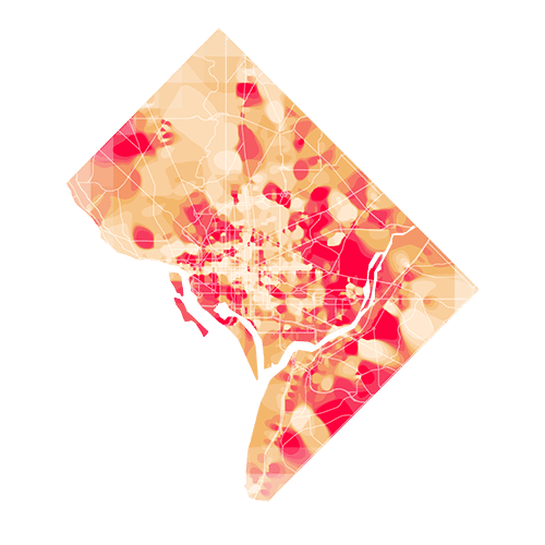 Washington, D.C. temperature map