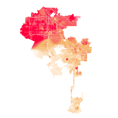 Los Angeles temperature map