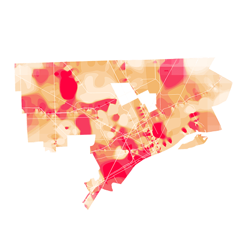 Detroit temperature map