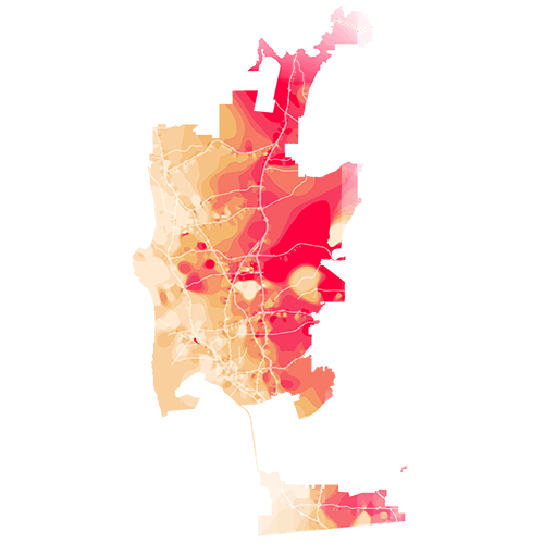 San Diego temperature map