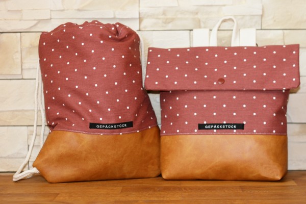 Set Kinderrucksack Punkte Rot