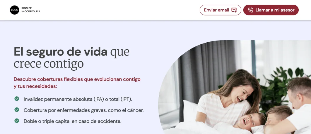 Imagen representativa de creación de página web personalizada en la BrokerApp de Life5.