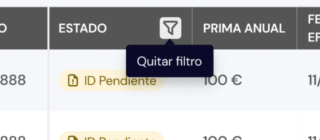 Paso 4: Haz click en el icono de filtros para eliminar los filtros aplicados fácilmente.