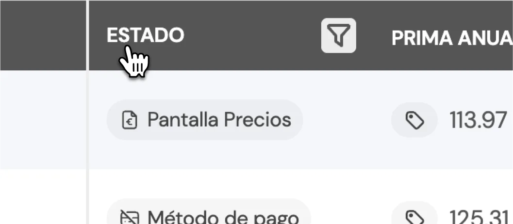 Paso 5: Haz click en 'Estado' para consultar los filtros aplicados.