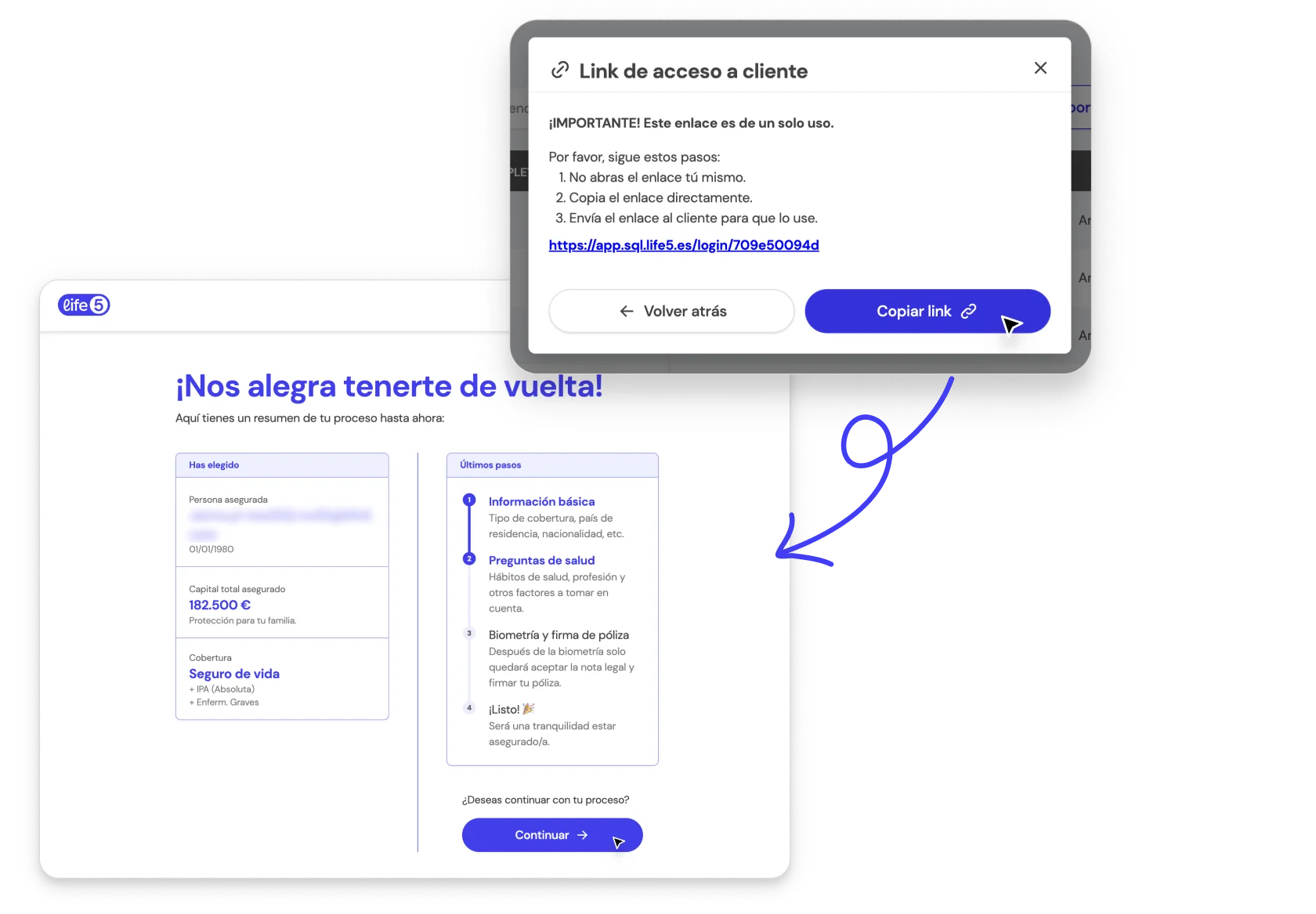 Paso 3: Comparte el enlace de acceso con el cliente a través de diferentes canales de comunicación.