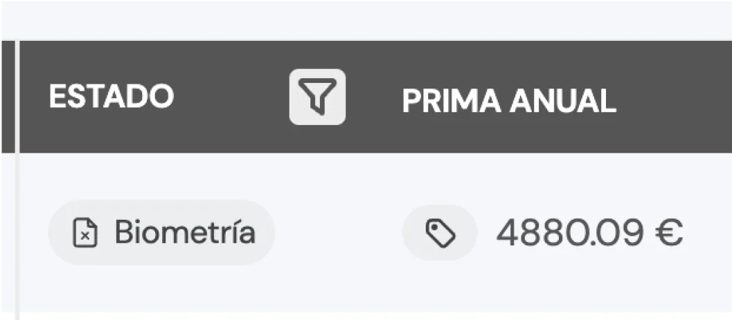 Indicador del estado 'Biometría' donde el enlace de acceso permite al cliente completar el proceso biométrico.