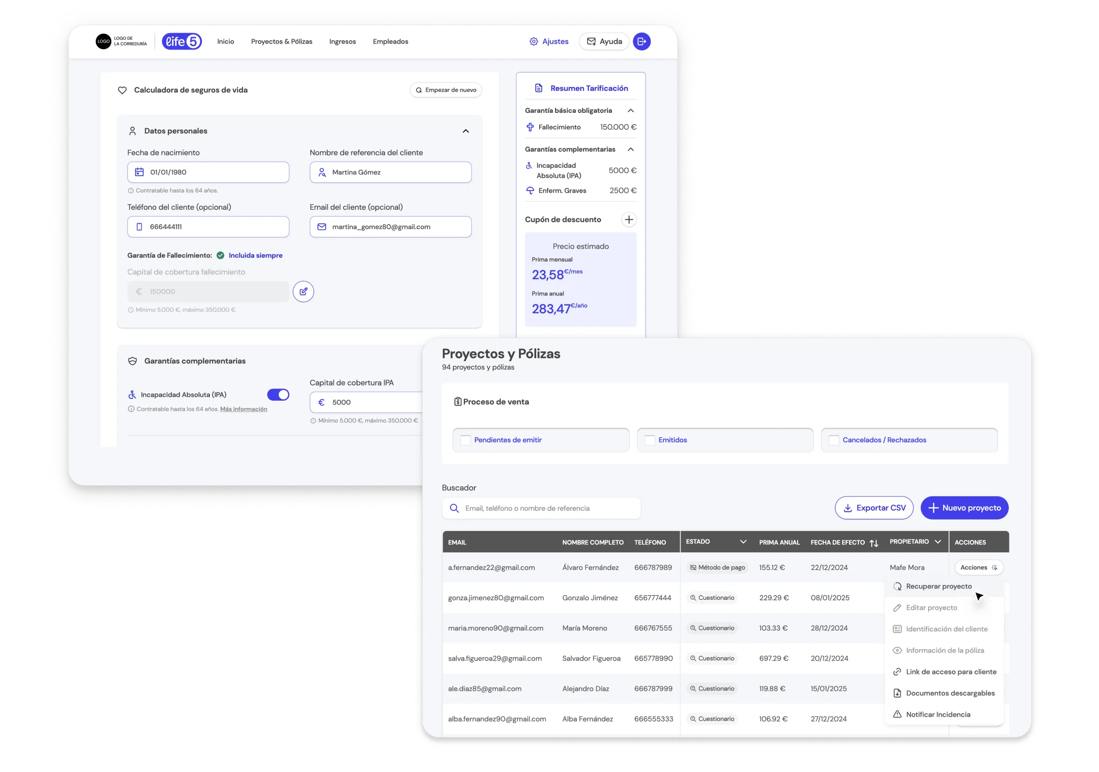 Interfaz de la BrokerApp de Life5 mostrando la sección de tutoriales para maximizar el uso de la aplicación.