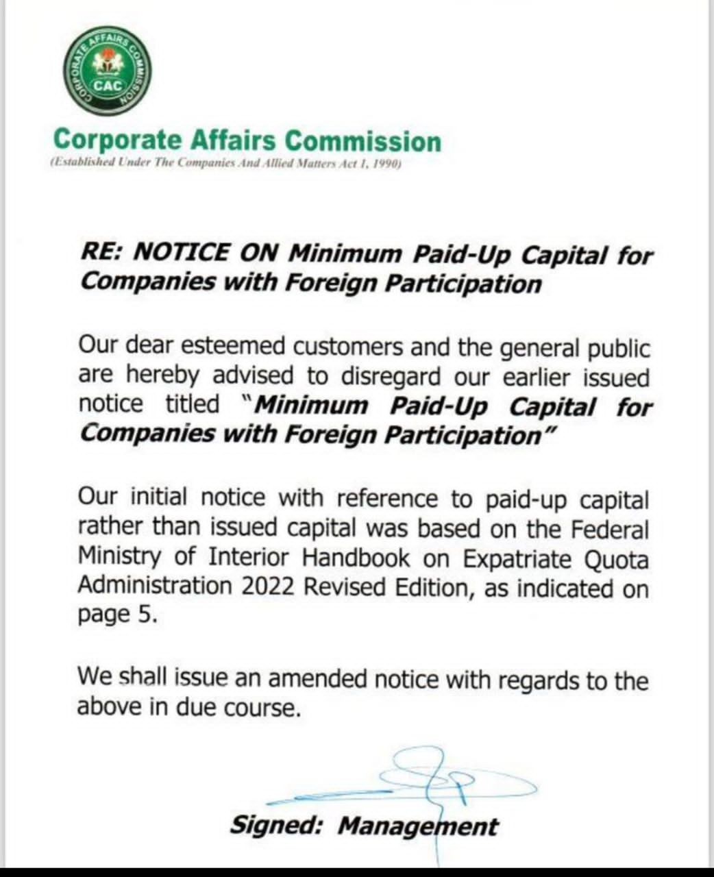 Image C: CAC notice in major newspapers